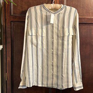 J CREW COLLECTION SILK STRIPE BUTTON DOWN BLOUSE NEW W/ TAGS*